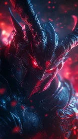 Infernal horned warlord forged in emberlit nightmare armor.