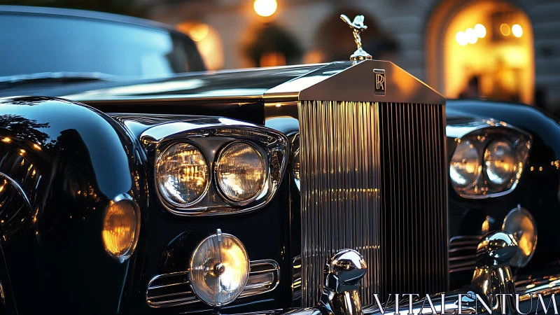 Midnight Rolls-Royce prowls through candlelit city streets.