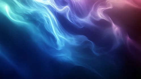 Shimmering waves of neon light drift gently across deep space