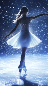 Graceful ice skater spins through shimmering winter light.