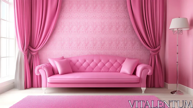 Cozy pink sofa sanctuary with playful, stylish charm.