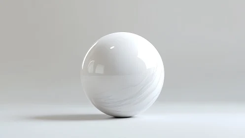 Minimalist white sphere floats in soft studio lighting