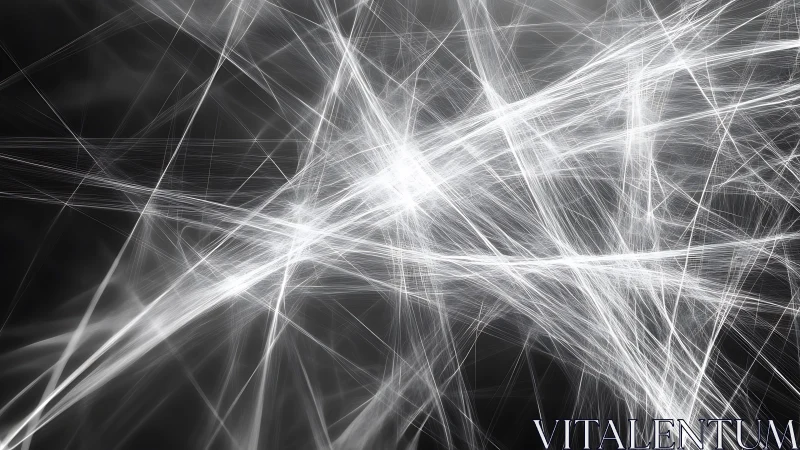 Abstract white light streaks on dark background, digital art style.