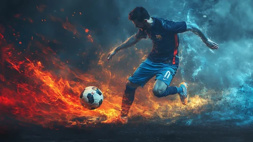 Fire and frost collide as the striker launches a blazing volley