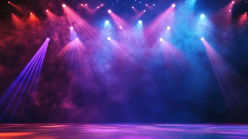 Colorful stage lights painting a dreamy showtime haze.