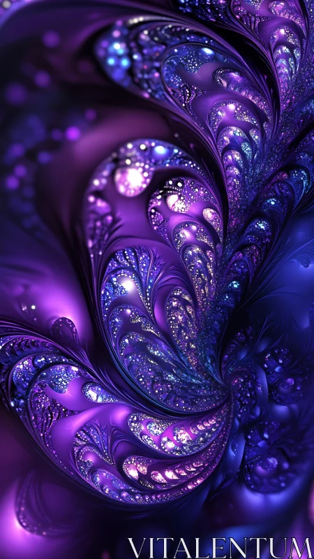 Iridescent violet fractal plumes with luminous cosmic glow.
