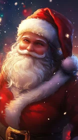 Digital illustration of Santa Claus in red suit profile view.