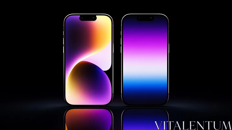 Vibrant Gradient Display Mockup: Four Smartphone Screens with Dynamic Color Transitions