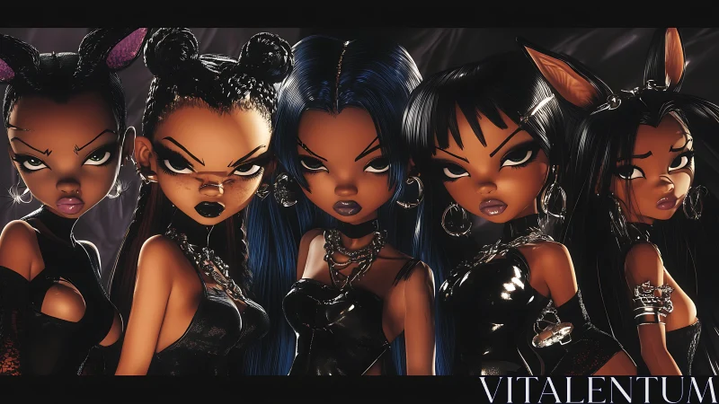Fierce midnight coven glares back in glossy toon armor