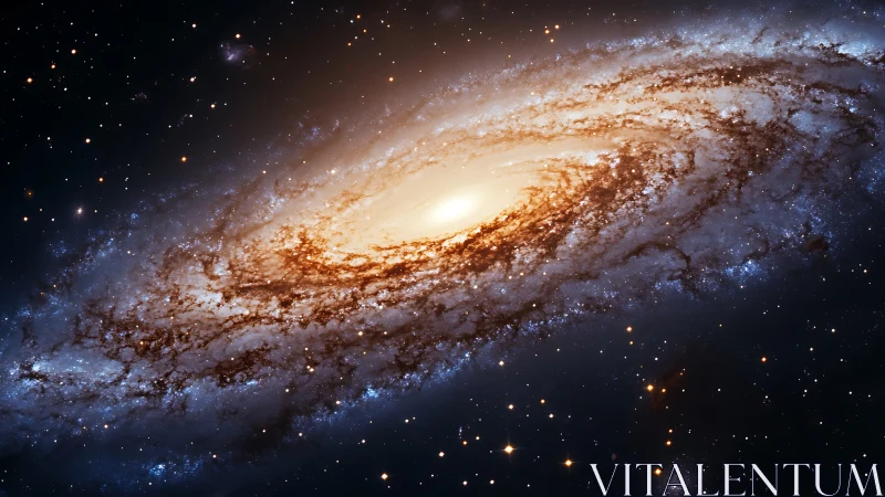 Spiral galaxy viewed edge-on with bright central core visible