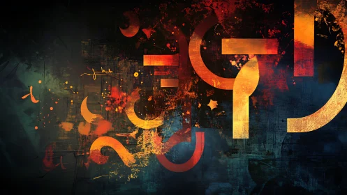 Vibrant geometrics igniting grunge-styled digital abstraction.