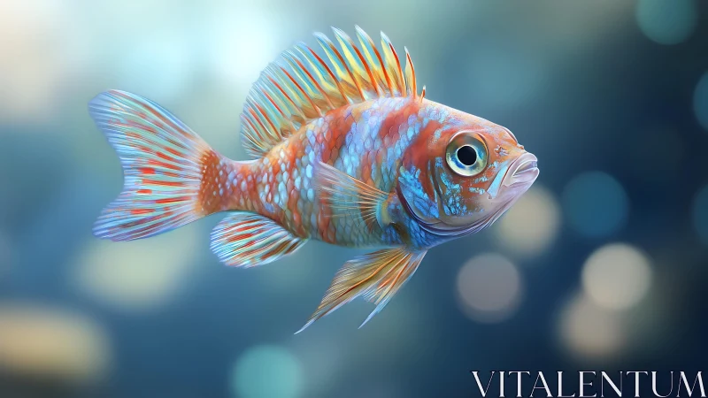 Vibrant tropical fish with iridescent scales in digital art style.