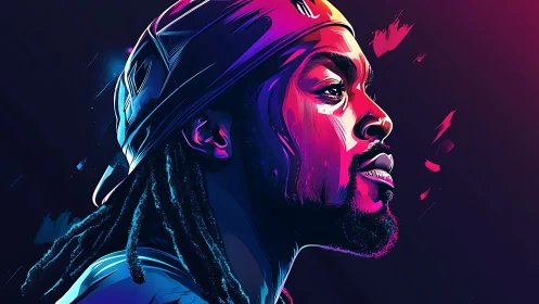 Electric hues carve a neon legend from quiet determination