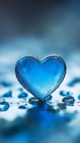 Crystalline Blue Heart Form in Water Droplets.