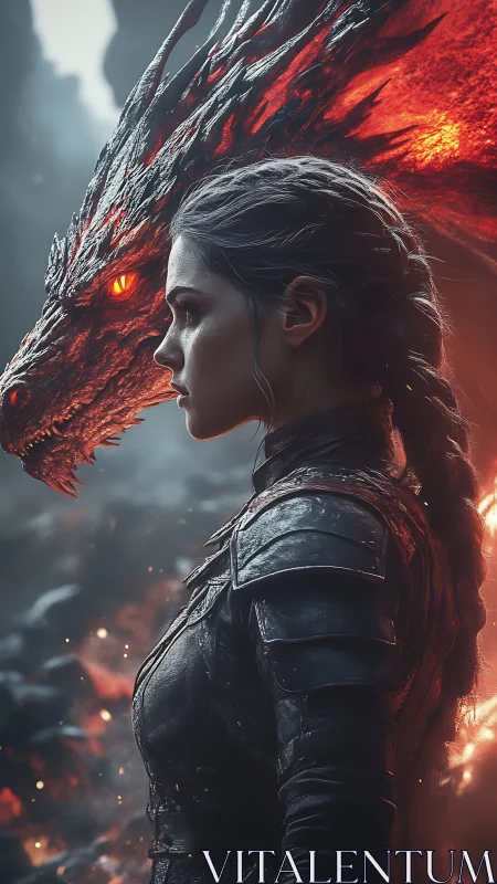 Dragon-bound warrior in emberswept cinematic profile portrait.