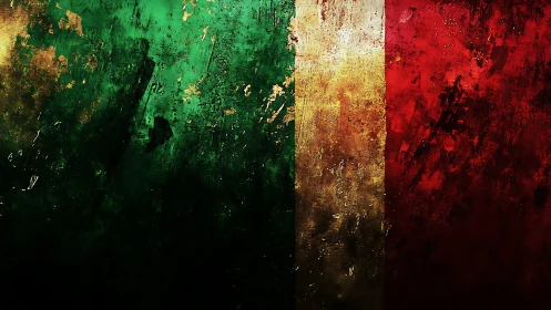 Textured tricolor abstraction in distressed digital painting style.