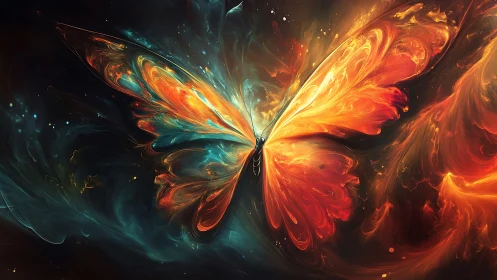 Radiant cosmic butterfly drifting through glowing stardust.