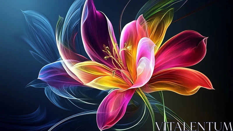 Radiant fractal flower unfolds in luminous neon petals.