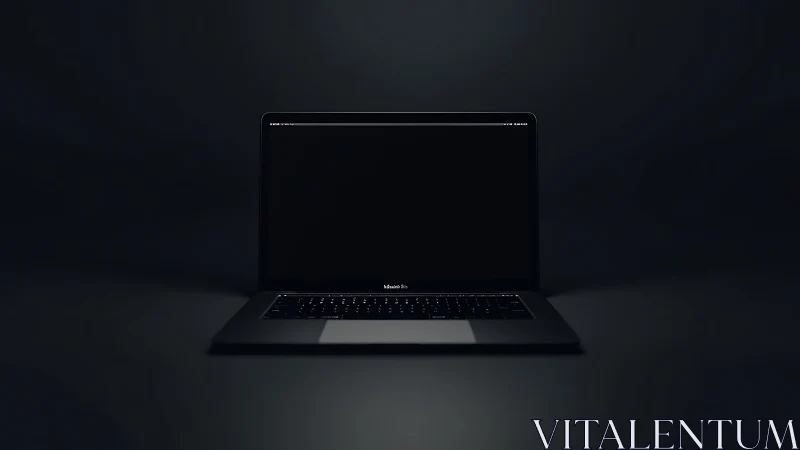 Closed-screen laptop is centered within a dark frame