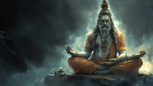 Stormlit sage steadies the mountains with silent breath