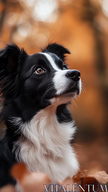 Border collie portrait under soft golden autumn light.