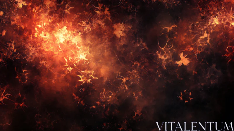 Glowing ember nebula swirling in warm fiery darkness.