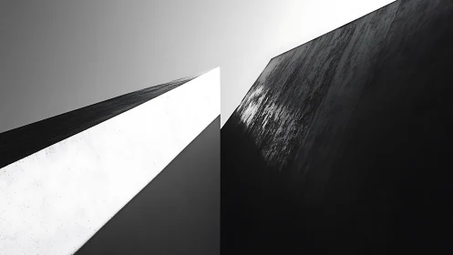Geometric Concrete Planes in High Contrast Black and White.