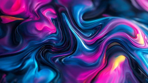 Neon liquid abstract with swirling blue and magenta forms.