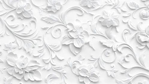 Intricate white floral relief pattern enhances elegant interiors.