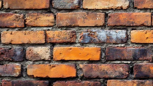 Weathered orange brick wall with rustic texture and strong details.