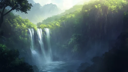 Emerald Canyon's Luminous Waterfalls Cascade.