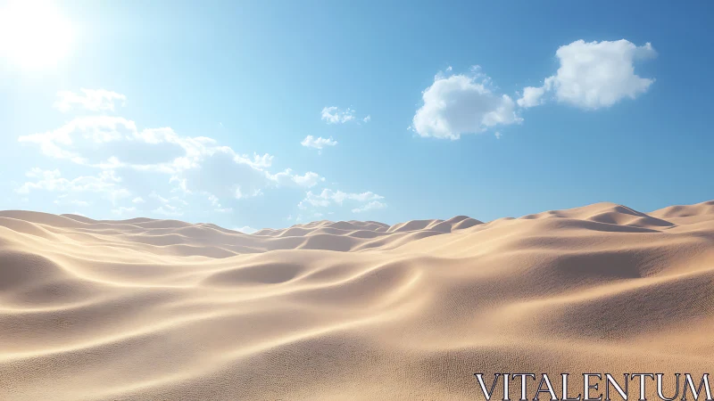 Sunlit desert waves rolling beneath a wide crystal sky.