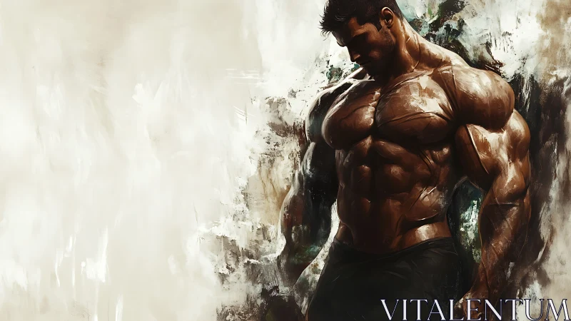 Muscular male torso rendered in dynamic digital painting style