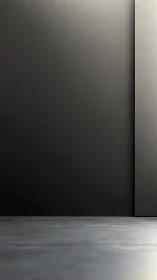 Minimalist interior corner with dark wall and smooth floor.