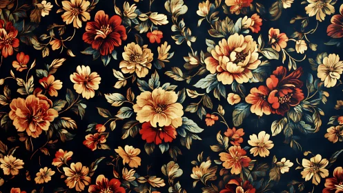 High-contrast floral textile pattern with vintage chroma mapping.
