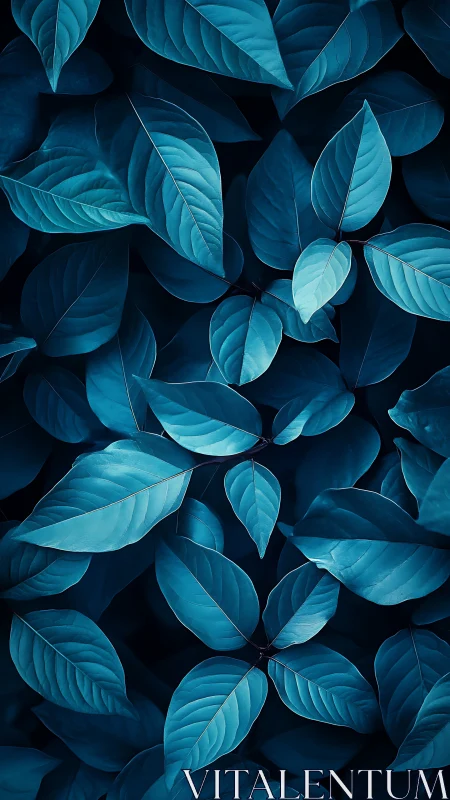 Cool blue leaves overlap gently and invite quiet reflection