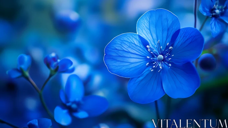 Delicate Blue Wildflowers in Soft Focus Bloom.
