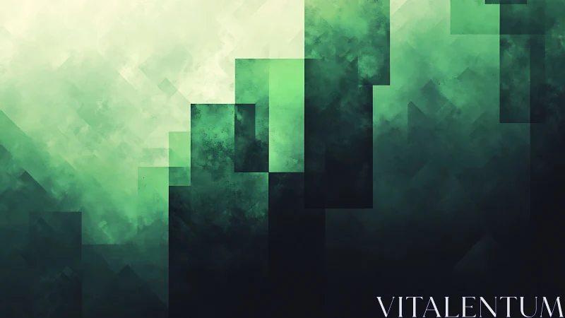 Layered emerald geometric gradient with atmospheric depth study.