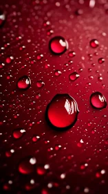 Glistening red droplets glowing softly on a deep backdrop.