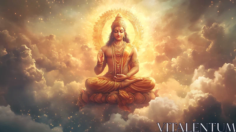 Golden cloudborn meditation with gently radiant calm.