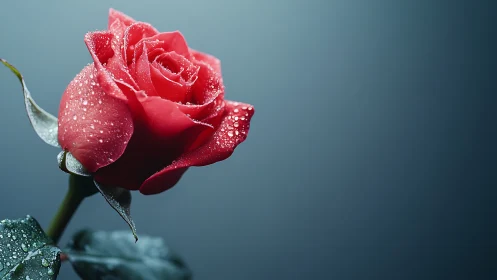 Crimson Rose with Crystalline Frost Formations