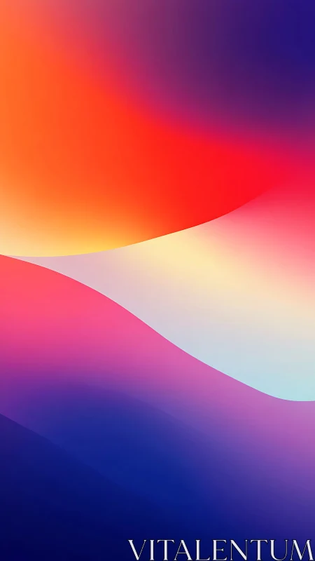 Vibrant gradient waves flow in a calm abstract horizon