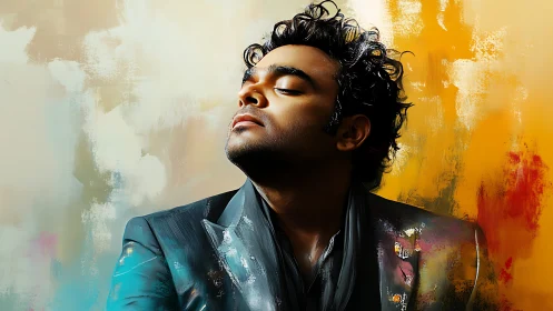 Dreamy portrait of a music lover bathed in bold color.