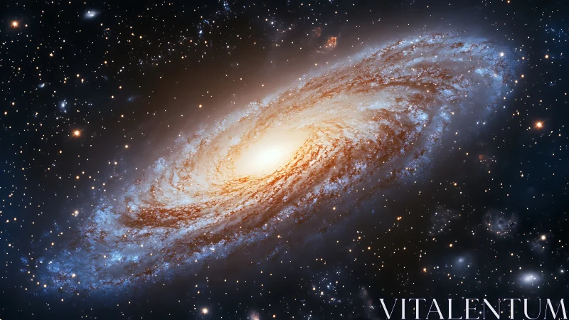 Spiral galaxy glows with dense central core and bright arms