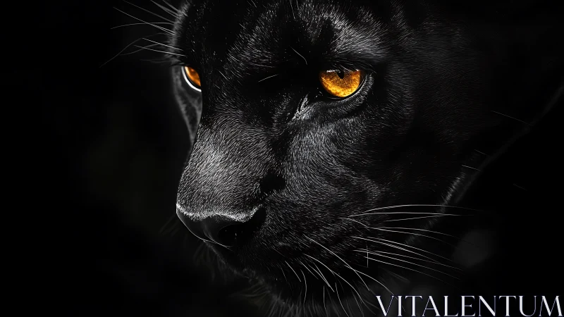Black Panther With Piercing Golden Eyes Against Dark Background