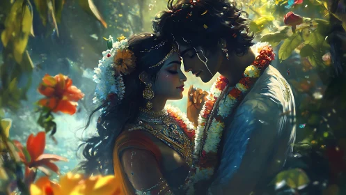 Celestial Romance: Divine Love Blooms Through Ethereal Light.