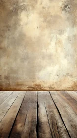 Rustic wooden floor and distressed plaster studio backdrop.