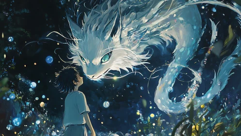 Nocturnal luminance encounter with ethereal serpentine dragon.