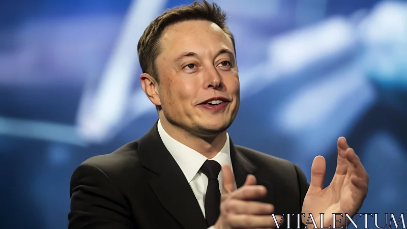 Man in formal suit speaks while gesturing with both hands