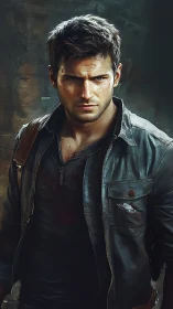 Rugged adventurer portrait in cinematic painted realism.